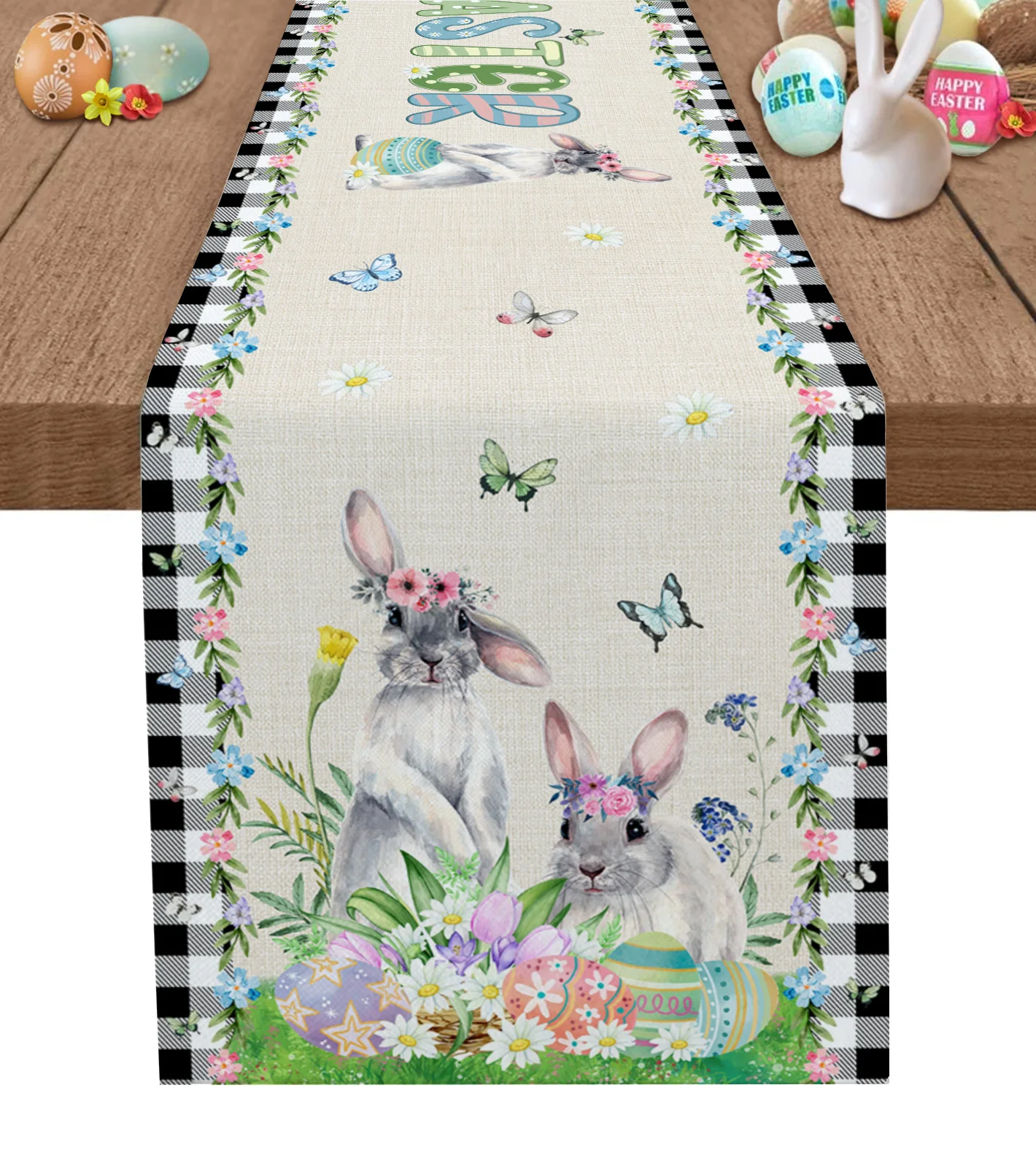 

Easter Bunny Egg Flower Table Runners Modern Wedding Tablecloths Party Decor Table Runner Easter Decorations for Home