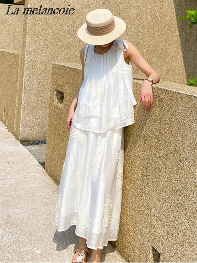 Блузка женская с цветочной вышивкой элегантный Шикарный белый топ без рукавов