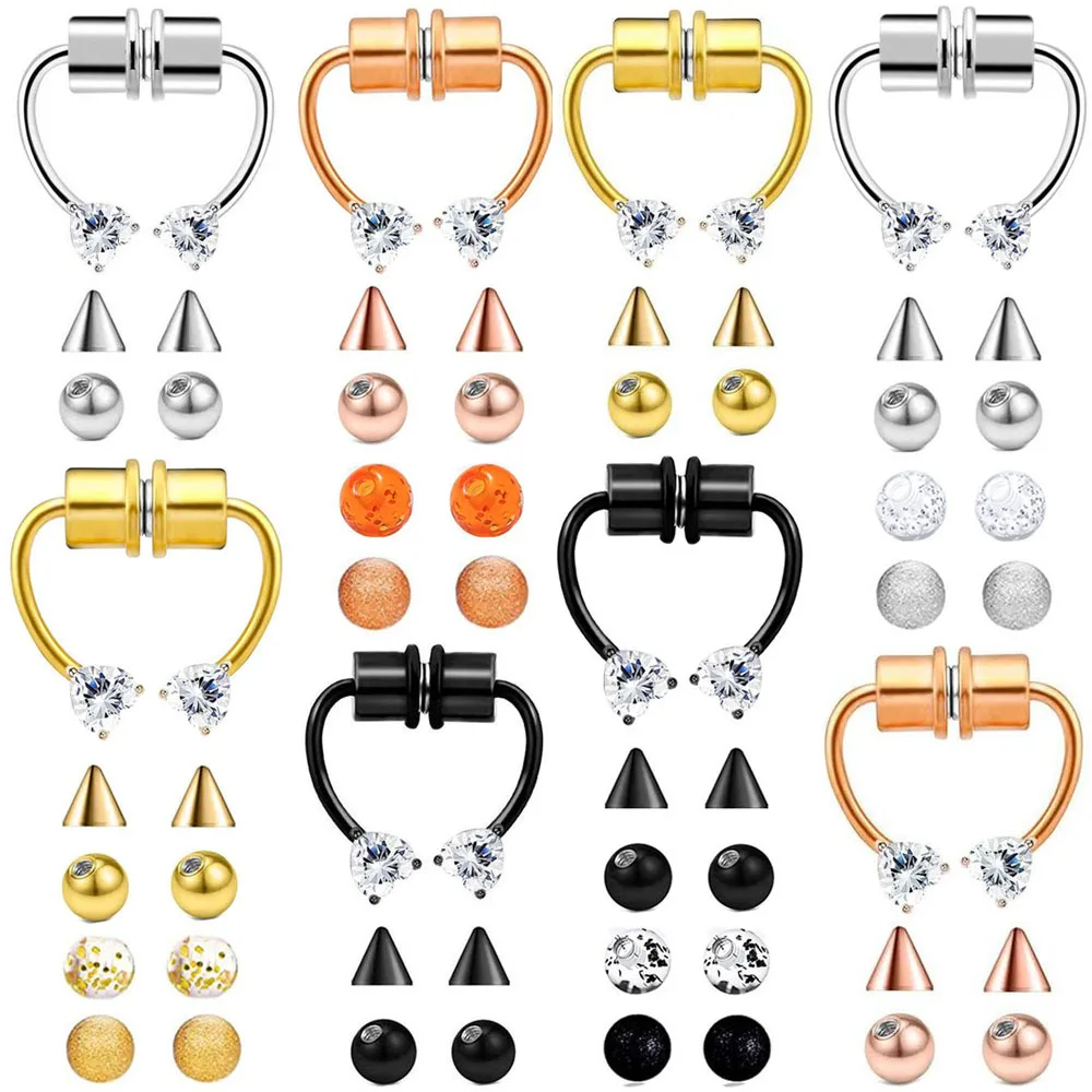 

2022 New Stainless Steel Magnetic Fake Pierced Nose Rings Nose Hoop Nose Septum Women Love Nose Ring Fake Nose Jewelry
