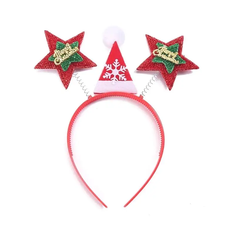 

Sequins Xmas Hat Letter Star Shape Headband Lovely Hair Hoop Xmas Performances Headpiece Festival Gift for Kids