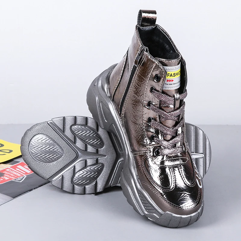 

Женские Водонепроницаемые ботинки на платформе, теплые плюшевые кроссовки с высоким берцем на молнии, Осень-зима 2022