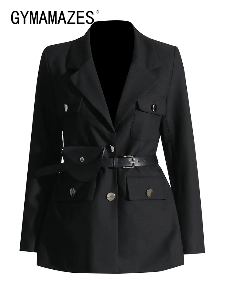 

Блейзер GYMAMAZES женский с английским воротником, пиджак с длинным рукавом и пуговицами в стиле пэчворк, модная одежда в минималистском стиле, осень 2023