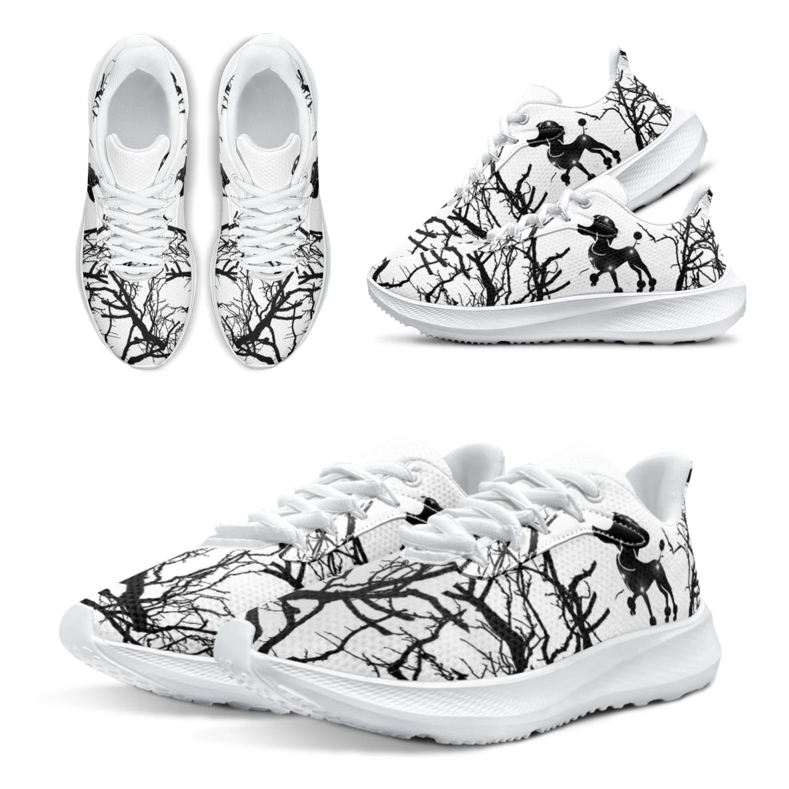 

INSTANTARTS Poodle Girls Running Shoes Camouflage Print Comfortable Breathable Sneakers Indoor Gym Shoes Dog Lovers Gift Zapatos