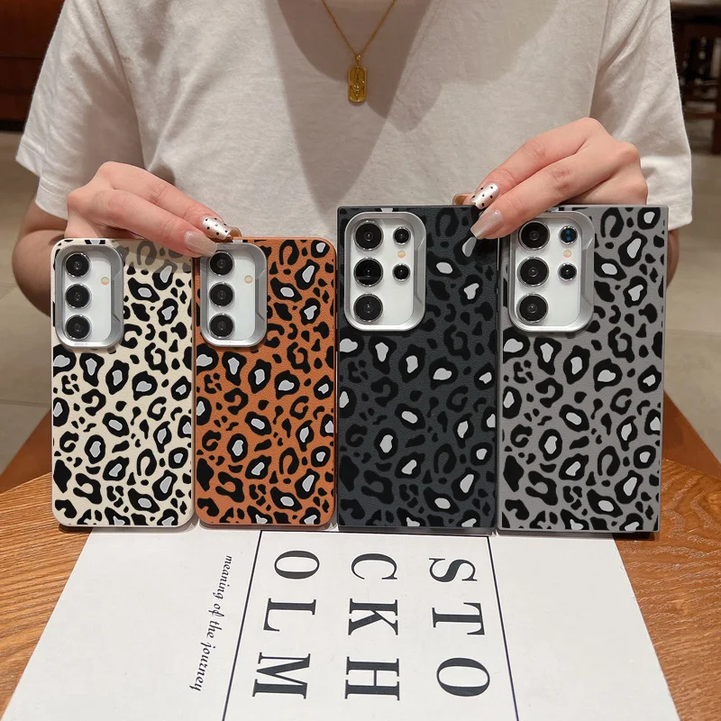 Чехол с леопардовым узором для Samsung Galaxy S24 FE S23 S22 Ultra A55 A54 A35 A15 A16 A25 A14 5G текстурой