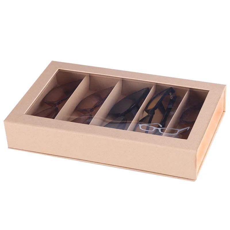 Paper 5 Grids Glasses Storage Display Box Display Tray Portable Sunglasses Storage Sales Gift Box Storage Organizer New 2023