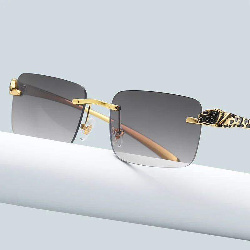 

Vintage Rimless Sunglasses 2022 Luxury Brand Designer Men's Rectangular Fashion Classic Rimless Sunglasses Ladies UV400