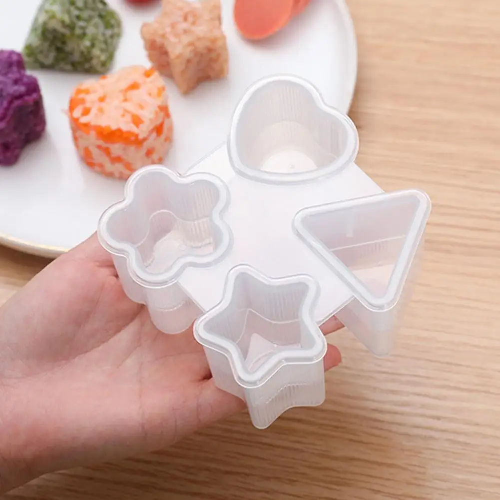 

Four Shapes Sushi Rice Ball Mold Punch DIY Triangle Heart Star Bento Maker Onigiri Sandwich Mould Kitchen Gadget Cooking Tools