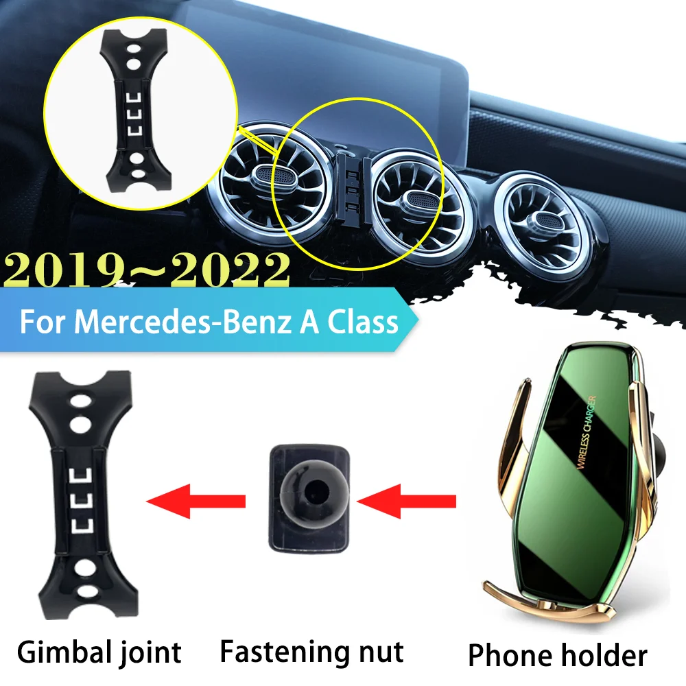 30W Car Phone Holder for Mercedes-Benz A Class W177 180 A200 2019 2020 2021 2022 Clip Stand Wireless Charging Sticker Accessorie