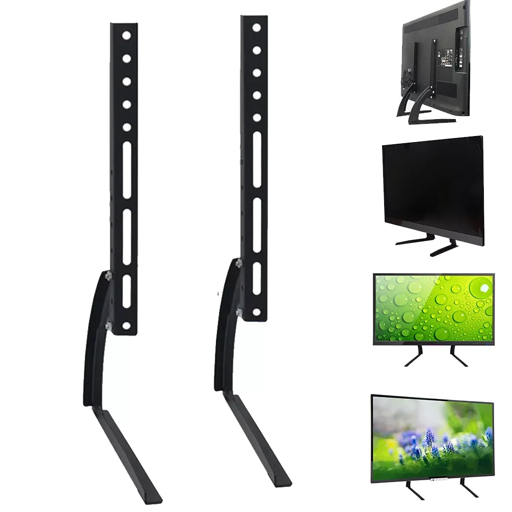 

Adjustable Stable Durable Mount Multi Hole Table Top Steel Black Easy Install Home Triangle Universal With Screws TV Stand Base