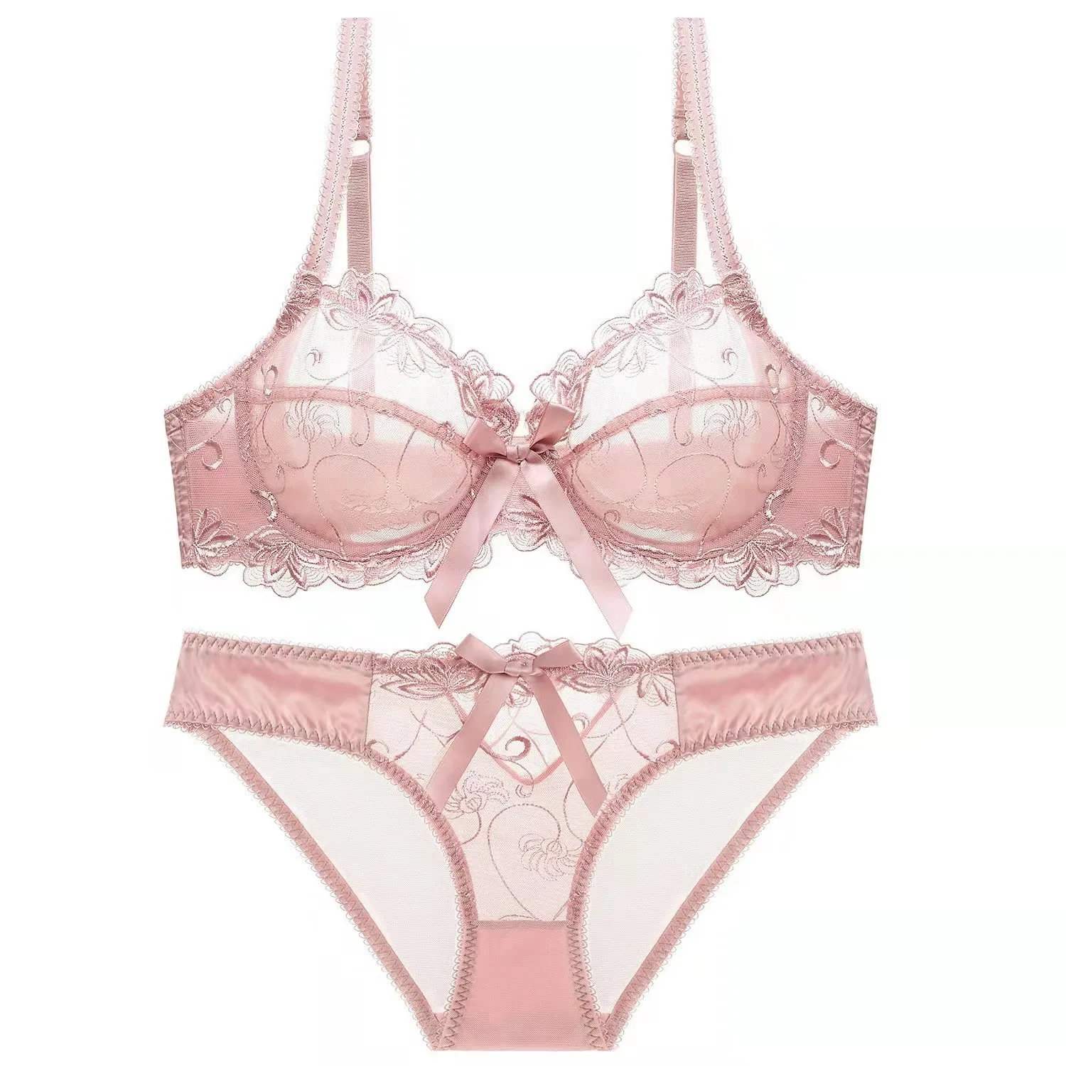 

Sexy Unlined Transparent Bra Panties Lace Bra Set Bras Underwear Women Set Plus SizeLingerie Sexy C D E Cup