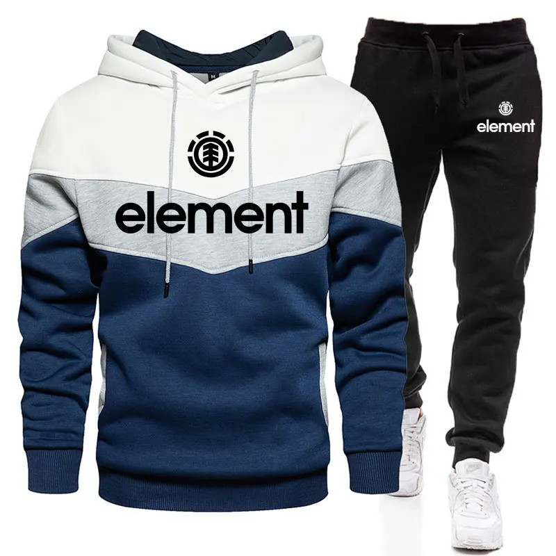 

Мужской спортивный костюм с надписью ELEMENT, черный спортивный костюм из толстовки с капюшоном и спортивных брюк, пуловер, кофта на осень-зиму ...