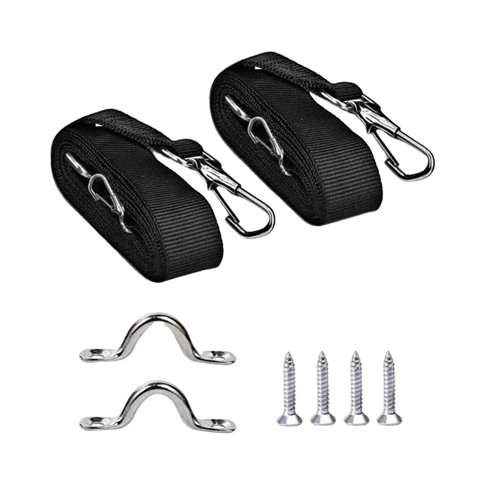

2x Adjustable Bimini Top Straps Pad Eye Straps W/ Loops and Hook 28"~60" Nylon