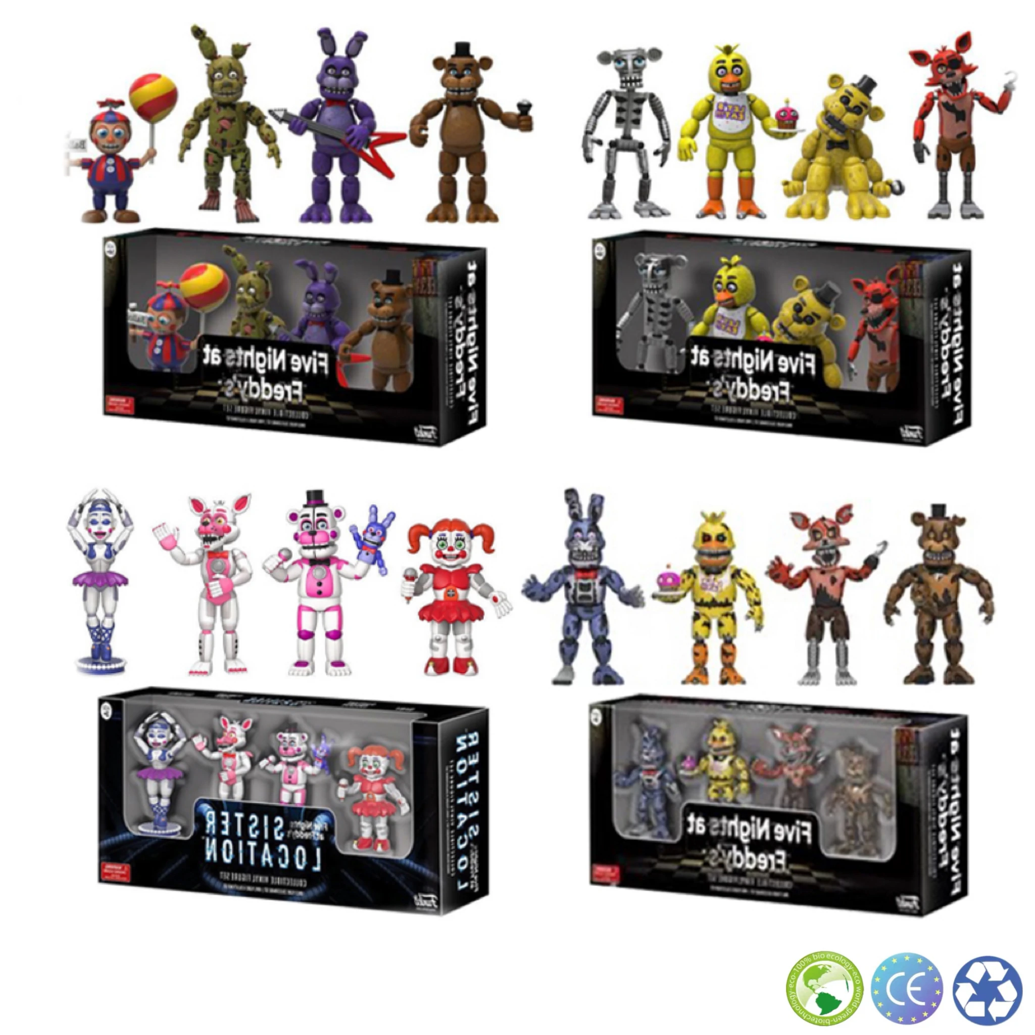 

FNAF Figures Freddy Bonnie Foxy Chica Fazbear Bear Action Figure PVC Collection Nightmare Fredbear Balloon Boy Dolls Model Toys