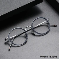 high quality thom brand retro round glasses frame men optical eyeglasses women titanium acetate myopia reading eyewear tbx906