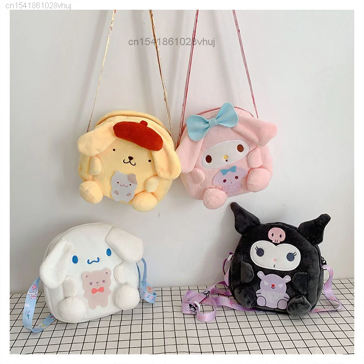 Kawaii Cinnamoroll Melody Pom Pom Purin 3D Cartoon Cross Bag JK Uniform Lolita Girl Versatile Handbag Shopping Storage Tote Y2k