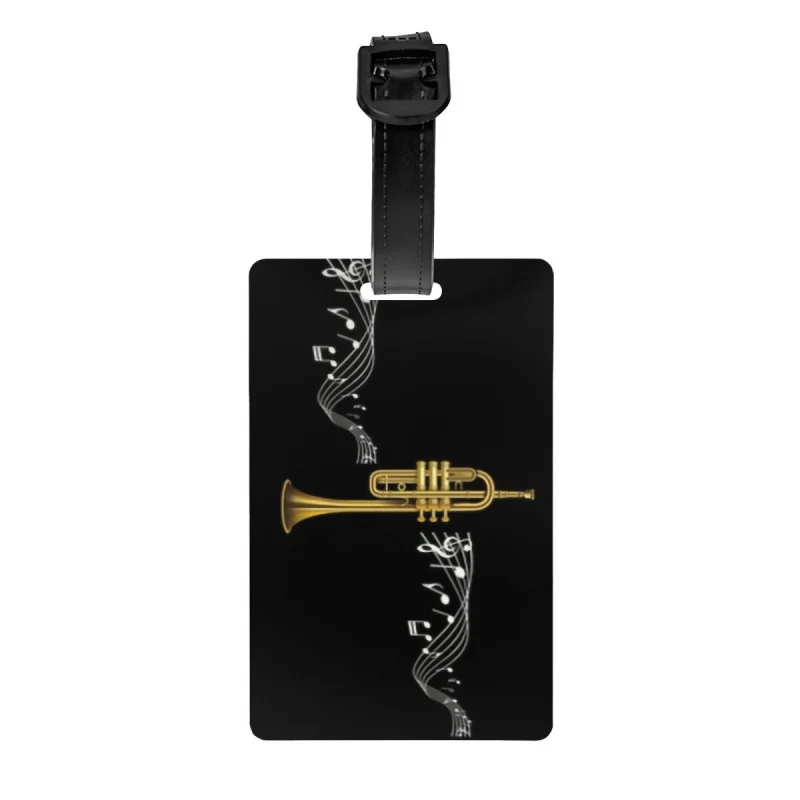 

Trumpet With Music Notes Luggage Tag Musician Trumpeter Suitcase Baggage Privacy Cover ID Label