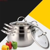 thickened bottom stainless steel soup pot with double handle glass cover induction gas cooker non stick mouth 18202224 cm