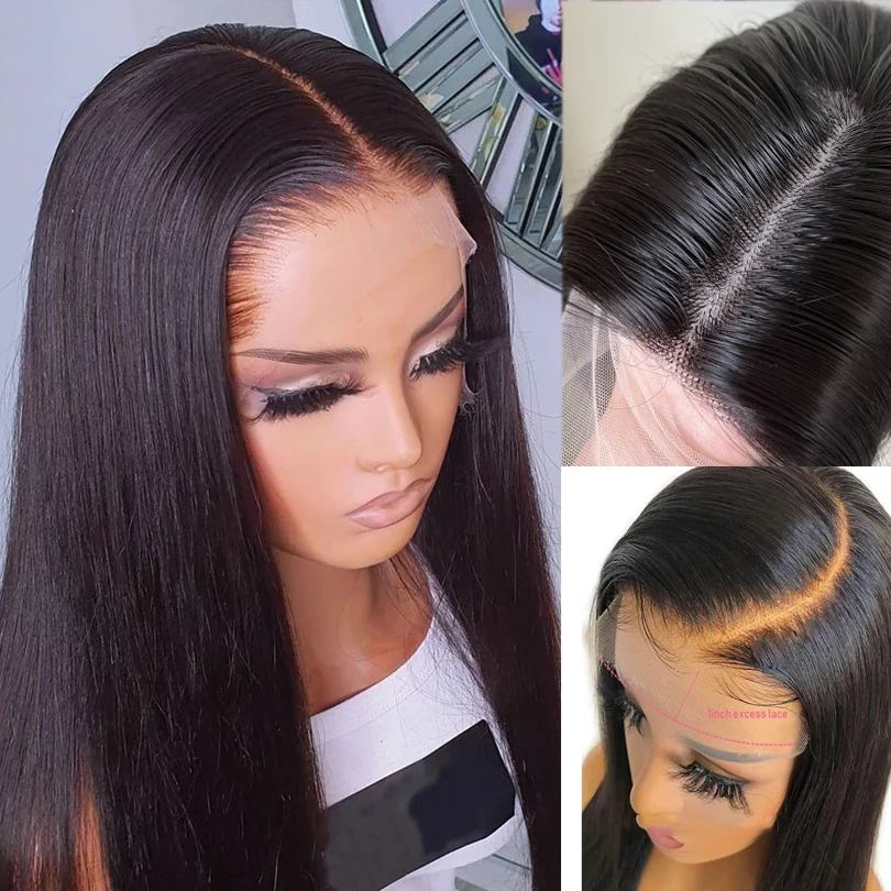 

4*4 Silk base Lace Front Wigs for Women Black Color Fiber Hair Glueless Silk top Lace Wigs with Natural Hairline