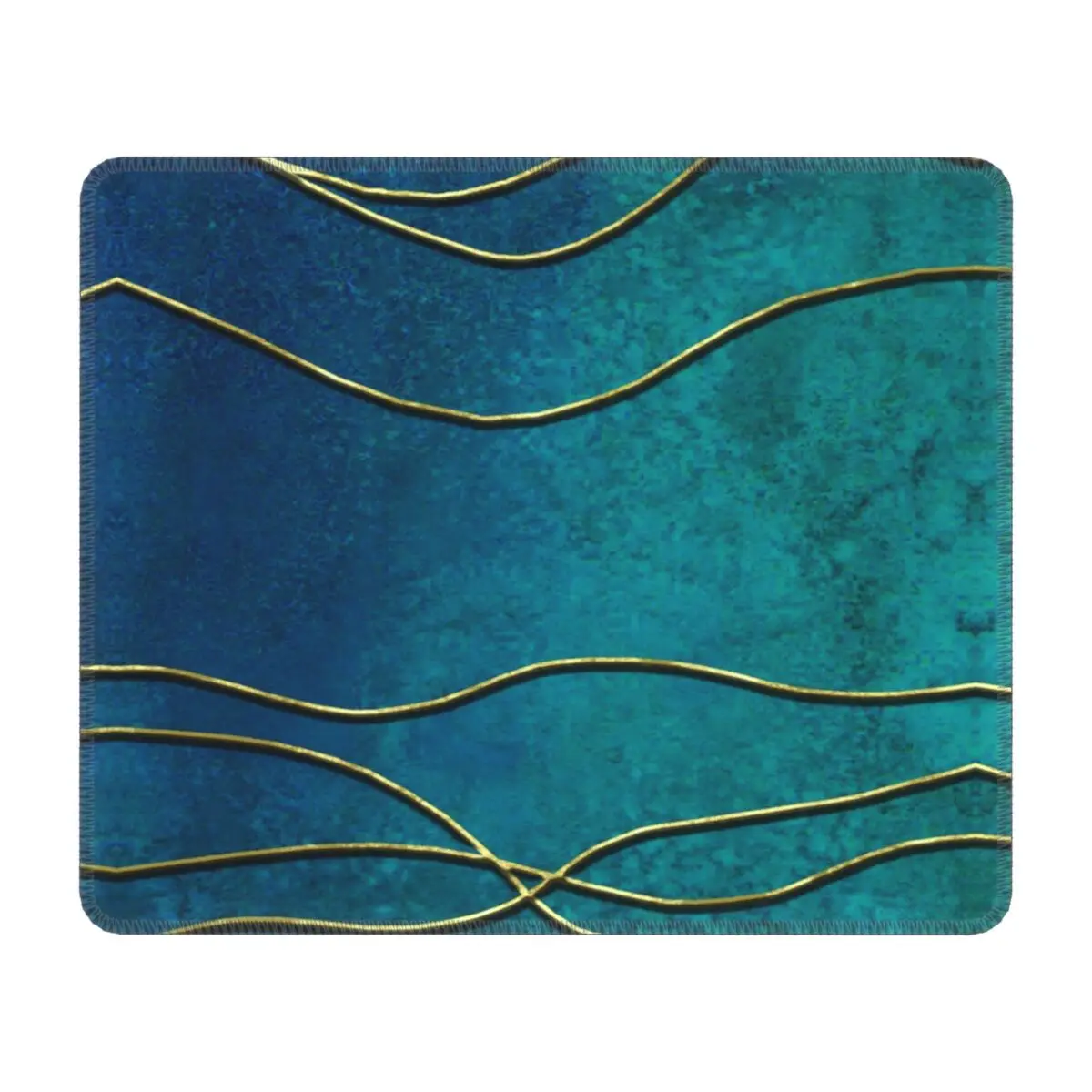 

Luxurious Deep Bluish Green And Golden Strings Gemstone Mouse Pad Rubber Mousepad Accessories Marble Abstract Office PC Desk Mat