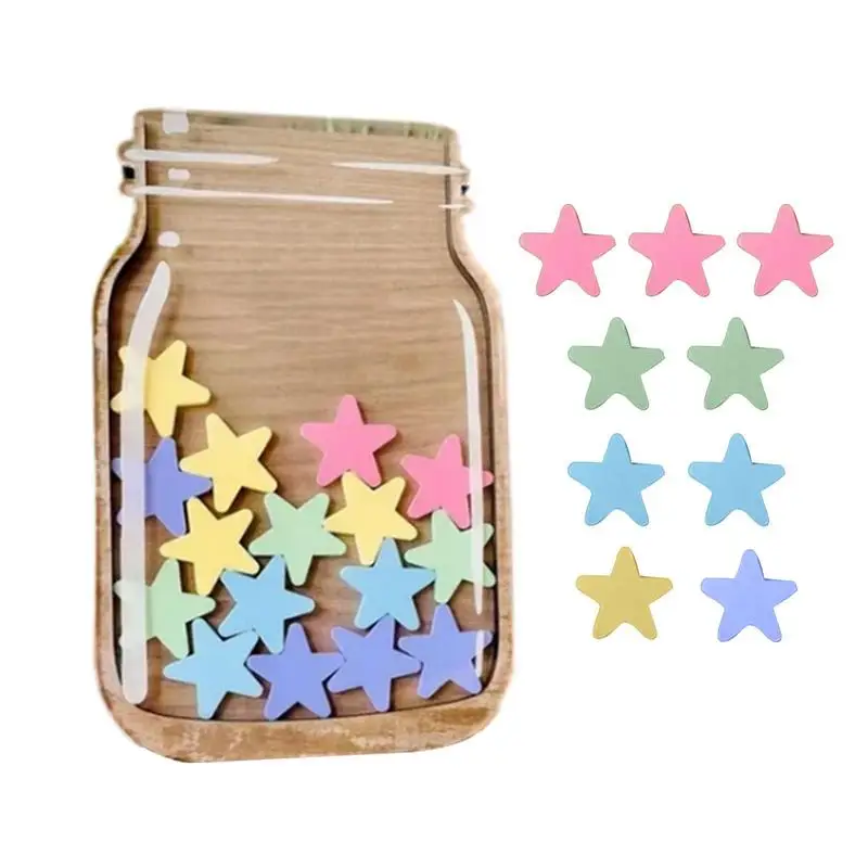 

1pcs Star Reward Jar Star Classroom Wooden Reward Jars with 25 Stars Portable Interactive Reward Jar chore chart gifts for kids
