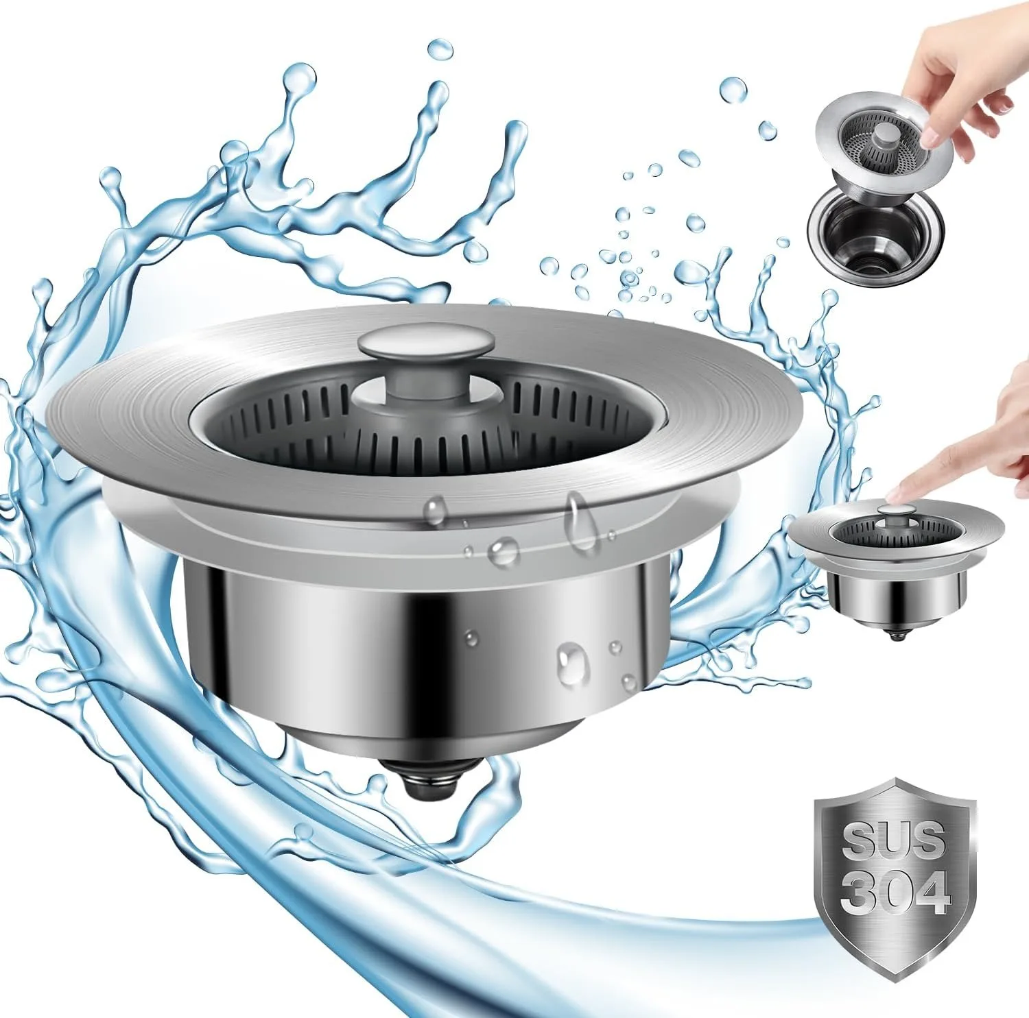 Ситечко и стопор для слива кухонной раковины 3 в 1 Модернизированная пробка