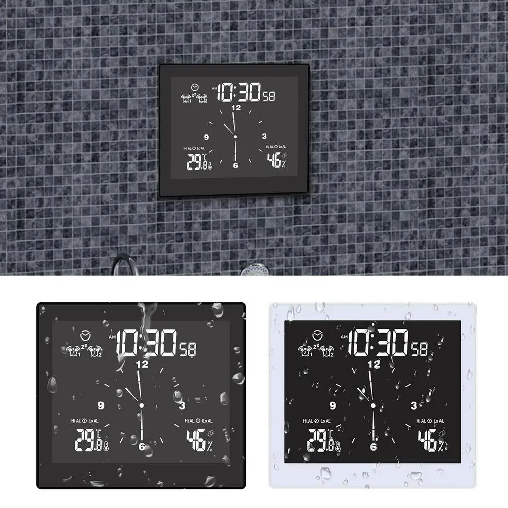 

NEW2023 Digital Bathroom Clocks Thermometer Hygrometer Lcd Suction Cup Waterproof Shower Watches Temperature Humidity Meter Alar