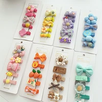 5pcs korean version cute colorful bow childrens all inclusive hair clips small candy colored girls side clip hair accessories