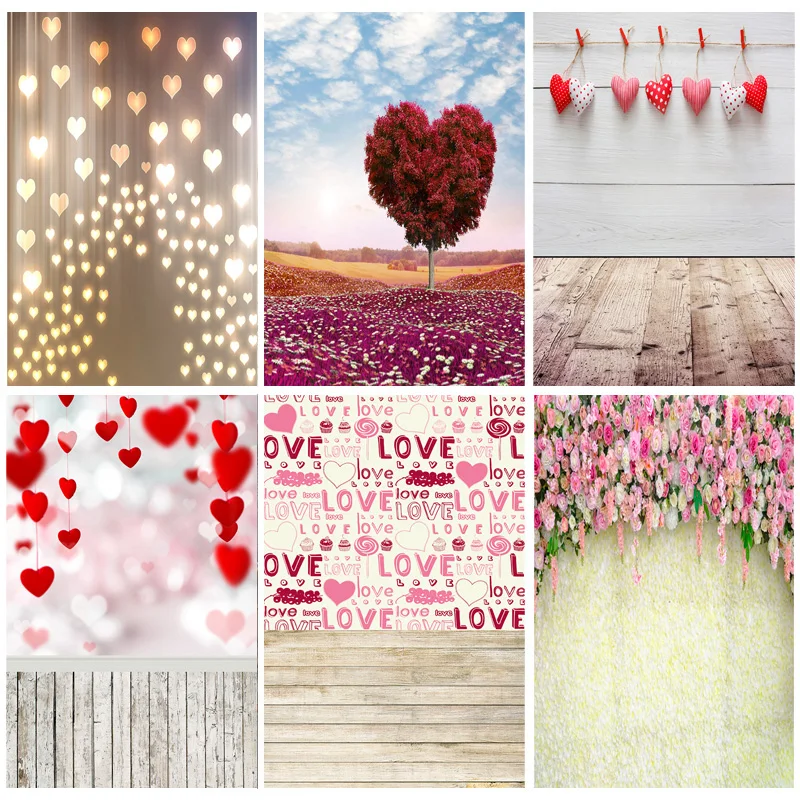 

Vinyl Custom Valentine Day Photography Backdrops Prop Love Heart Rose Wooden Floor Photo Studio Background 211215-20