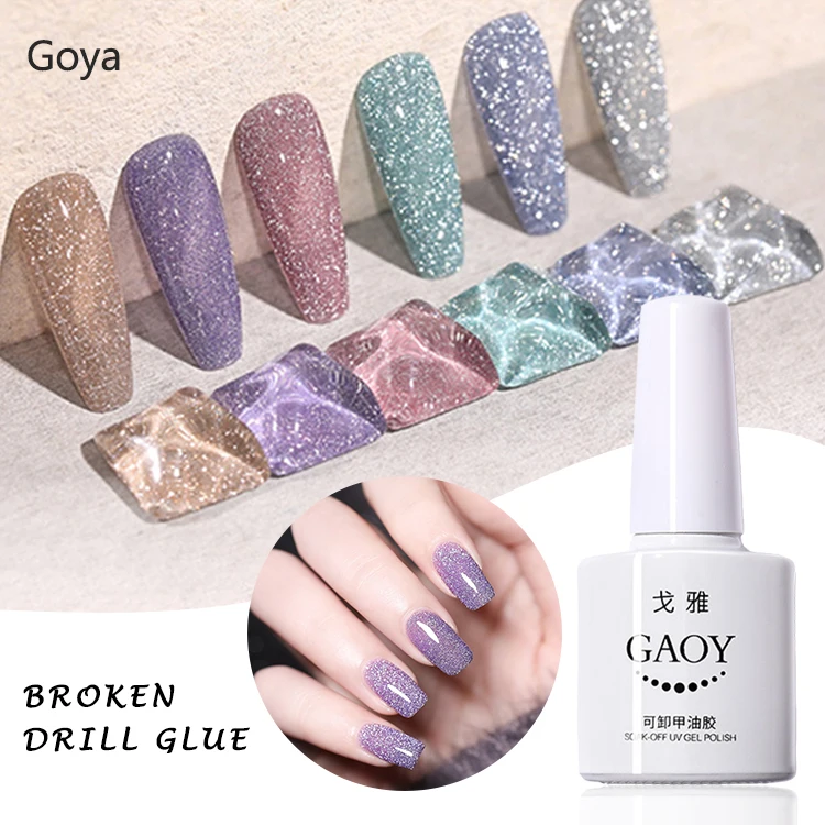 

ELECOOL 7ml Glitter Reflective Gel Nail Polish Semi Permanent Varnish Sparkling Sequins Soak Off UV LED Gel Nail Art Decoration