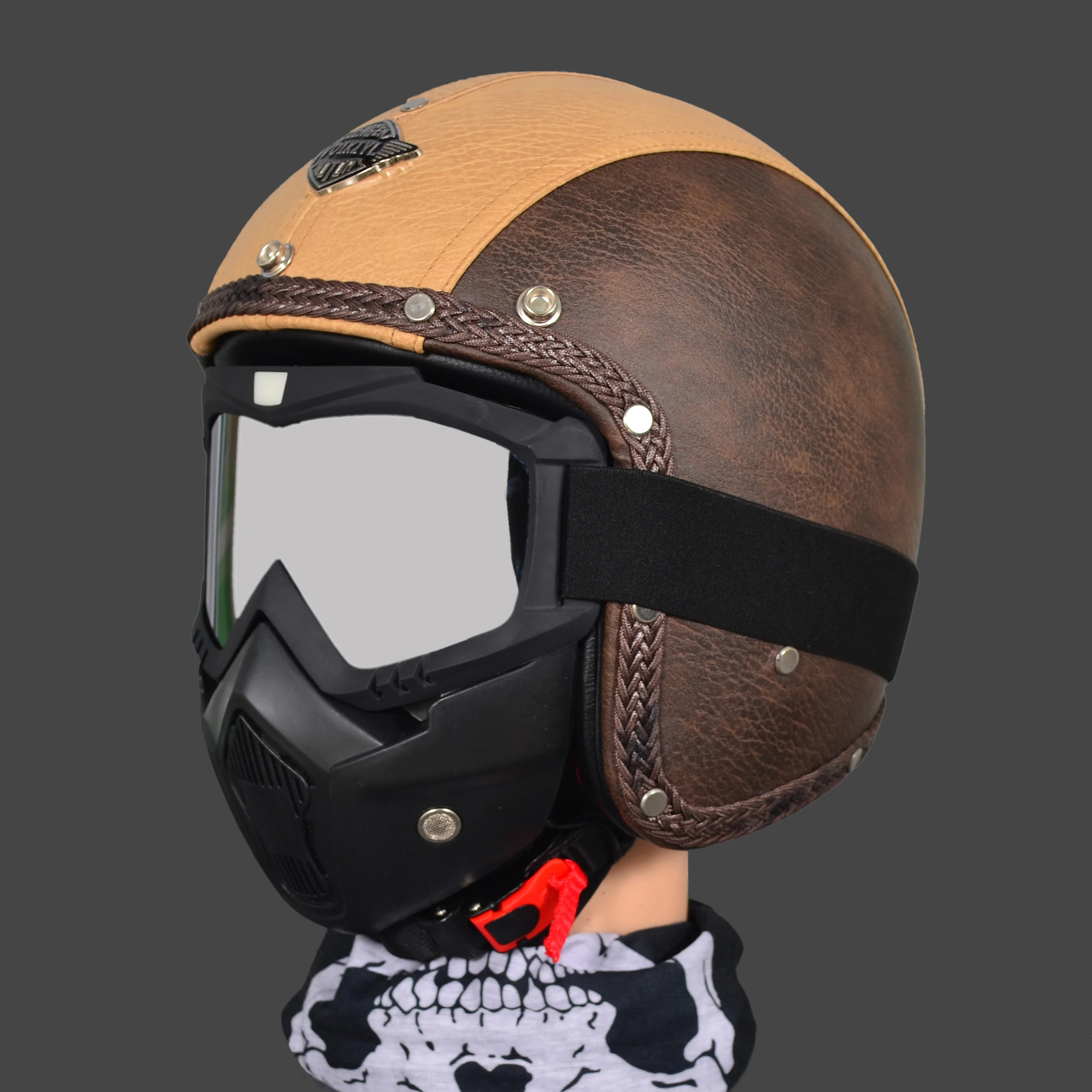 

VOIKIYL high-strength personality handmade classic retro 3/4 helmet, For Harley motorcycle cruise motorcycle protection helmet