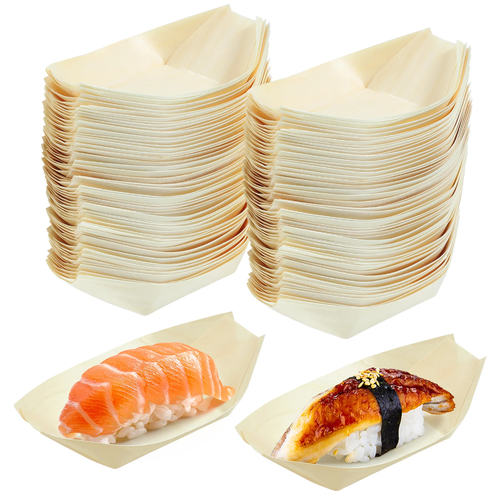 

Sushi Boat Serving Food Wooden Tray Plates Disposable Boats Plate Wood Trays Snack Bowl Paper Dish For Bowls Bamboo Dishes