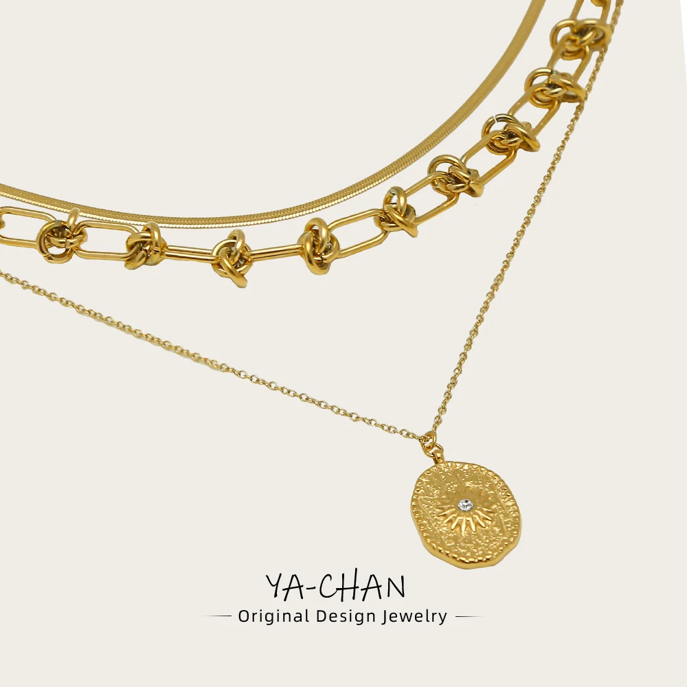 

YACHAN Punk Vintage Stainless Steel Gold Plated Chains Necklaces for Women Snake Chain Choker Layered Necklace Statement Jewelry