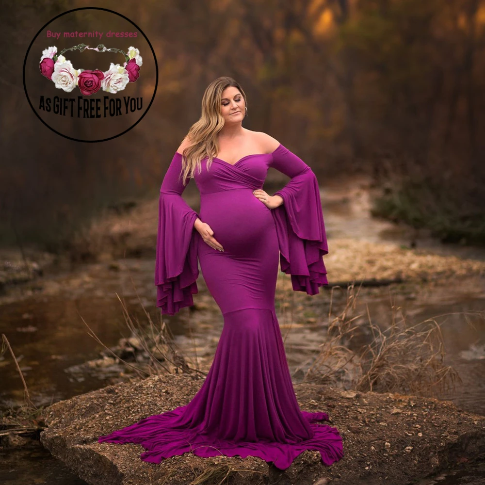 Summer Pregnant Dress Maternity Dress for Photo Shooting Off Shoulder  Pregnant Clothing Dress Maternty Photography Props