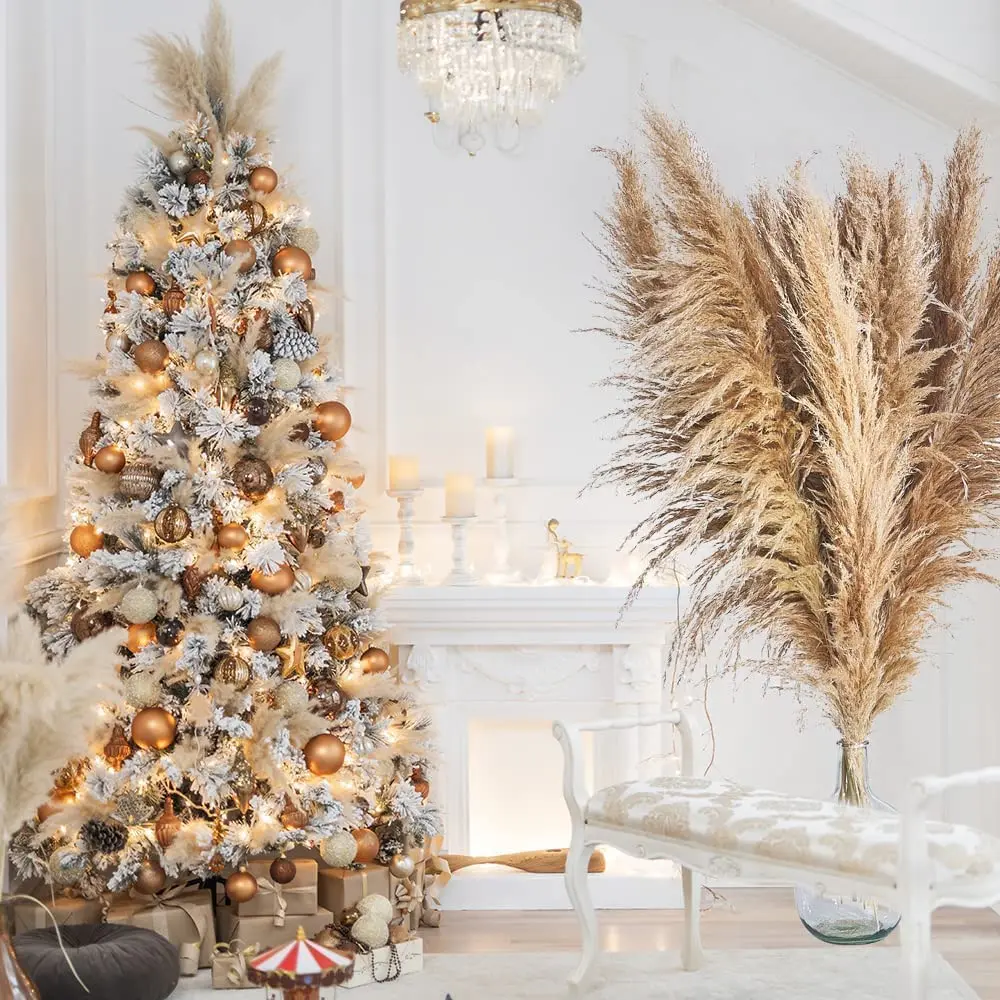 Натуральная сушеная пампасная трава большая пушистая для пола в стиле бохо