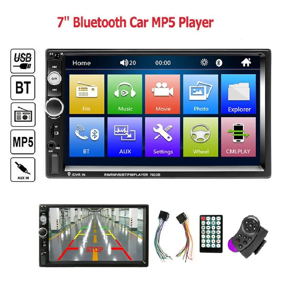 

2 Din Car Radio Multimedia 7 Inch HD LCD Touch Screen Bluetooth-compatible Handsfree Call MP4 Multimedia MP5 Player 7023B