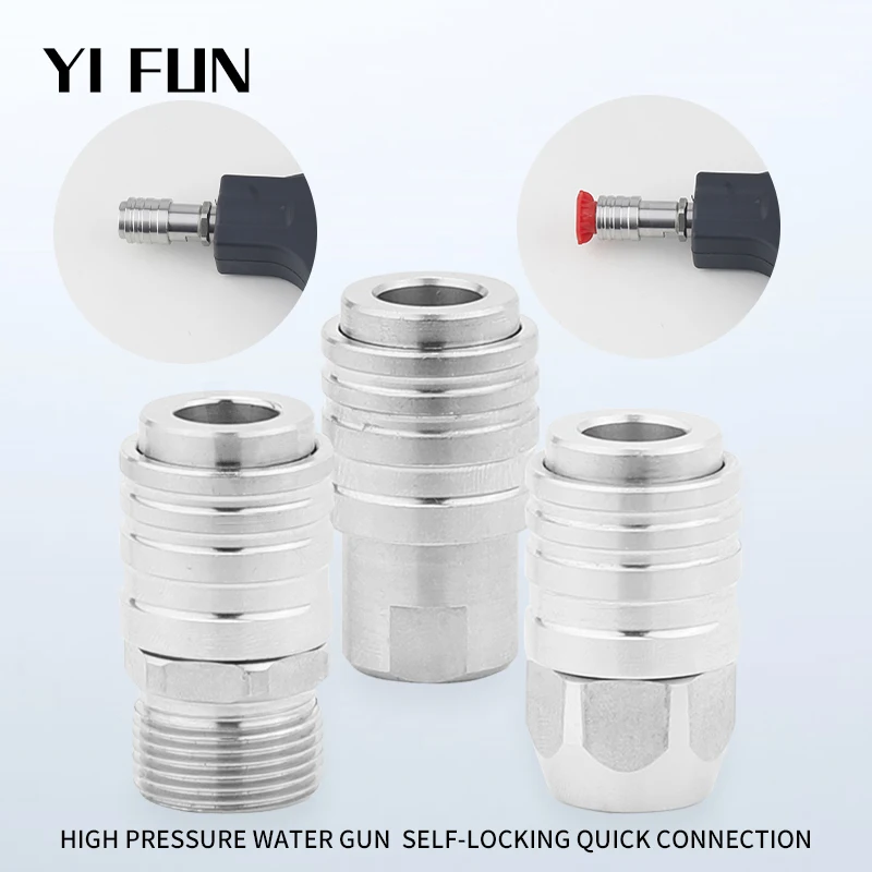 

Car Wash Accessories High Pressure Washer 1/4 Self-locking Quick Connection For Car Cleaning Water Gun Snow Foam Lance M14 M22