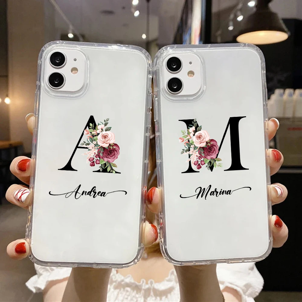 Модный чехол с надписью и именем на заказ для iPhone 16 Plus 15 Pro Max прозрачный