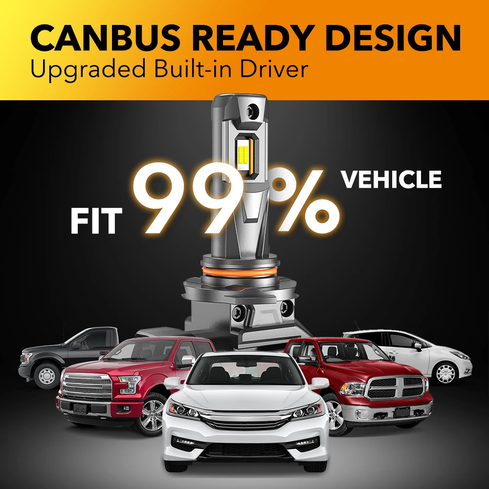 OXILAM 2X Canbus HIR2 9012 Светодиодные турбо-лампы для фар 120 Вт Мощные 22000LM Супер яркие