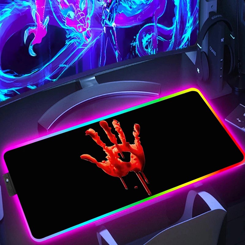 

RGB Bloody Mouse Pad With Backlight Gaming Accessories Backlit Mat Pc Gamer Mousepad Anime Desk Protector Keyboard Xxl Mice Mats