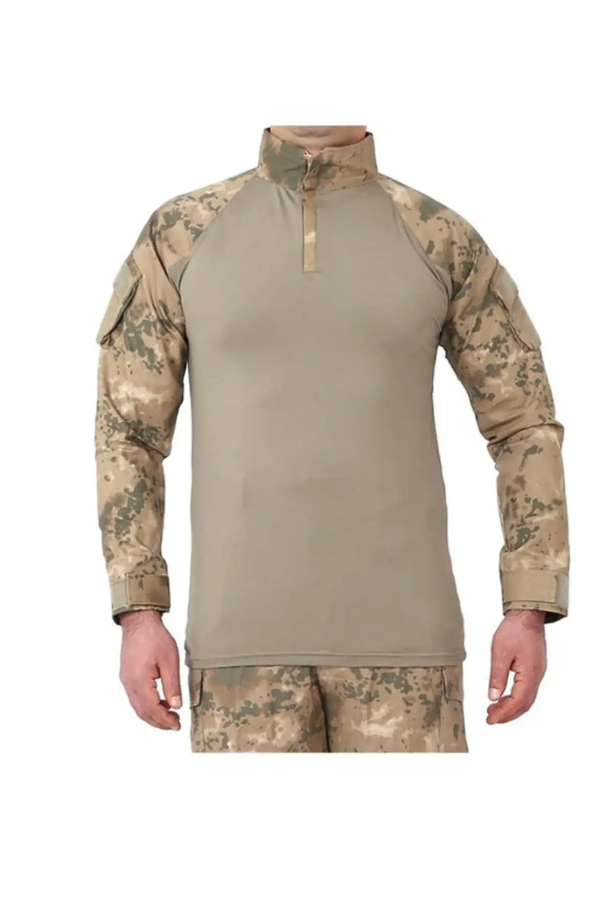 

Long-Sleeve Velvet Beige Color Jand. Combat Operation T-shirt