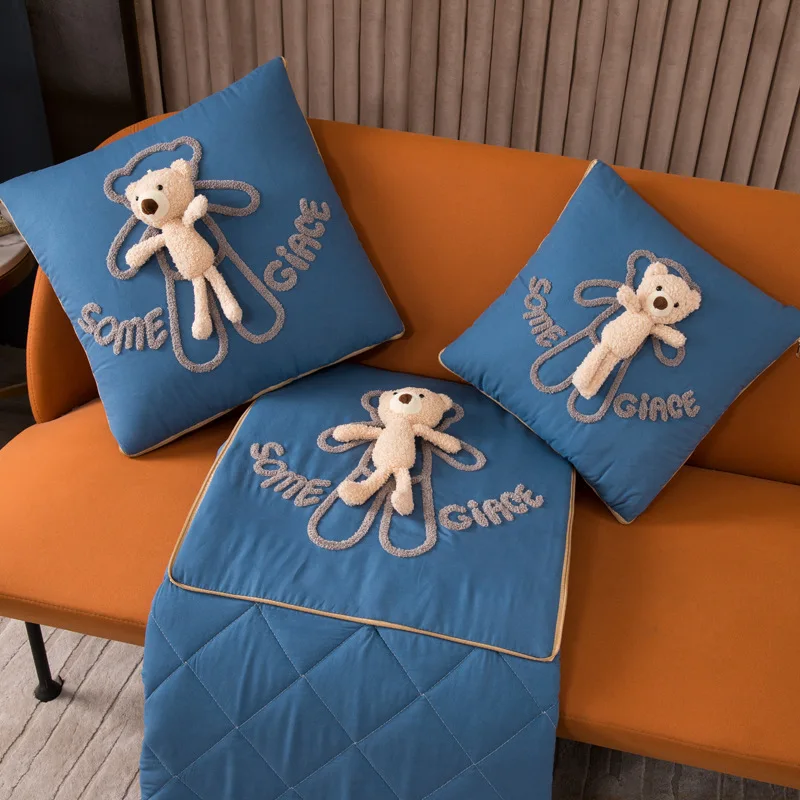 

50x50cm Pillow Quilt Dual Purpose 2 In 1 Multiple Scenes Plush Office Sofa Nap Pillow Car Air Conditioner Quilt Cute Blanket