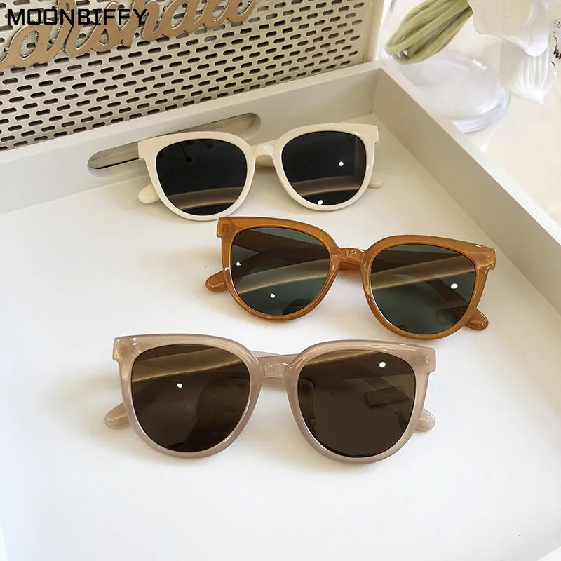 

New Women's Sunglasses Fashion Big Round Sun Glasses For Female Oversized Shades Vintage Jelly Color Pink Sunglass UV400
