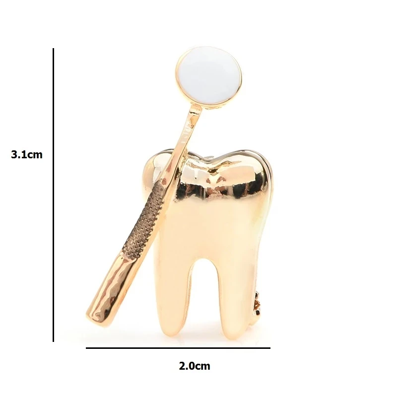Брошь для стоматологического зеркала золотого цвета