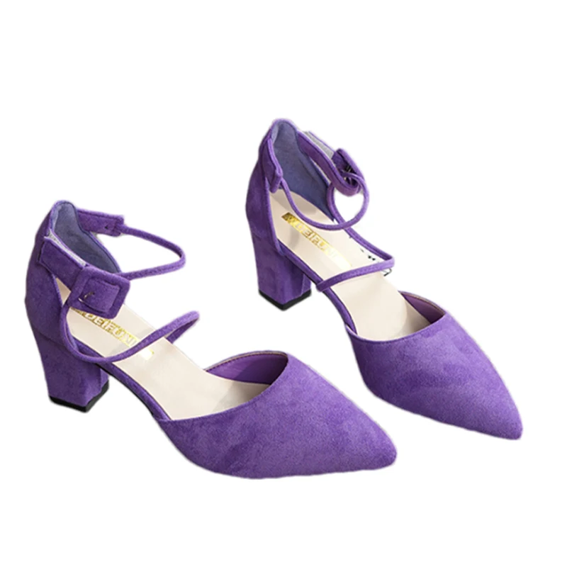 Женские босоножки на каблуке туфли массивном с острым носком элегантные модные