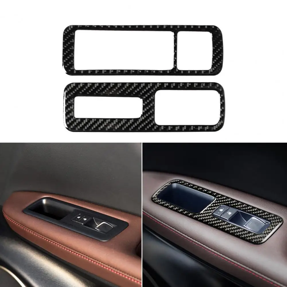 

Interior Accessories 4Pcs/Set Stylish Black Car Window Switch Sticker Black Car Frame Trim Left Roght Driving