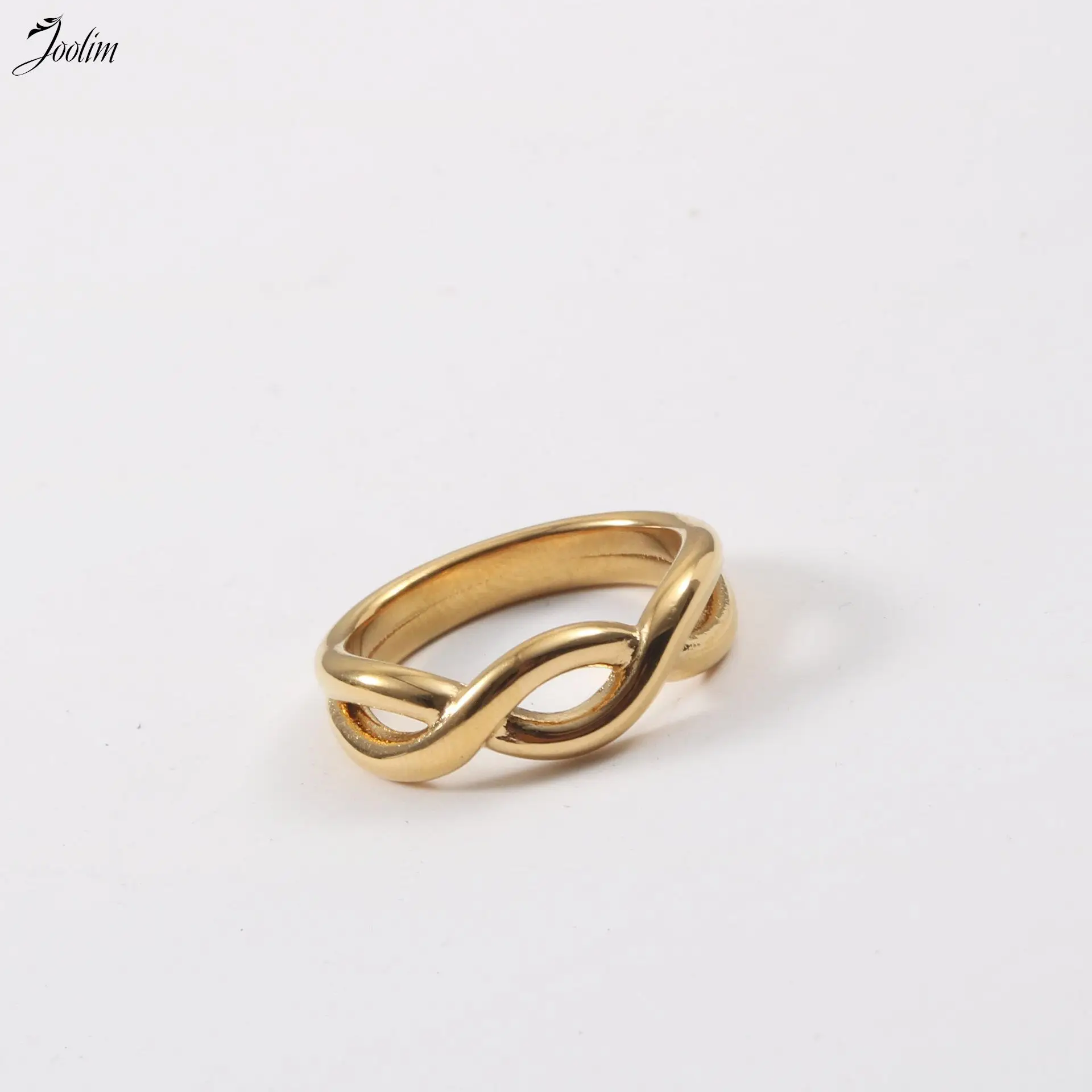 

Joolim High End Gold Finish Non Tarnish Fashion Versite Cross Line Rings Trendy For Women Stainless Steel Jewelry Wholesale