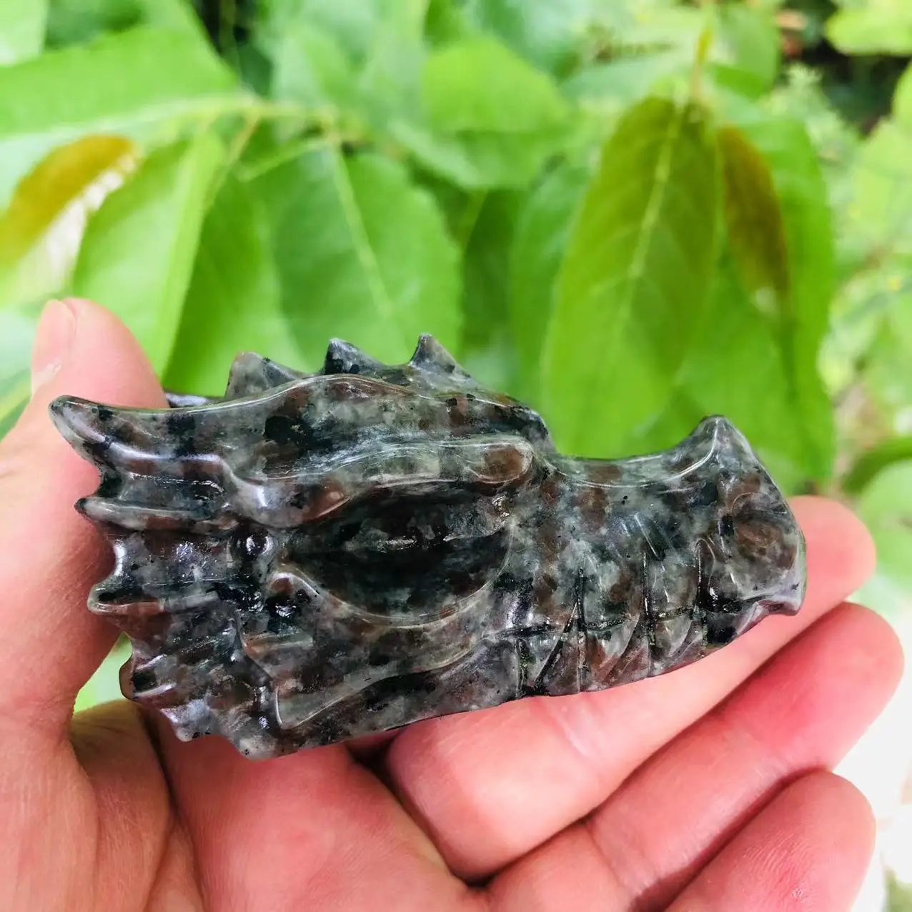 

Hand Carved Yooperlite Healing Crystal Stone Dragon Skulls 3 inches