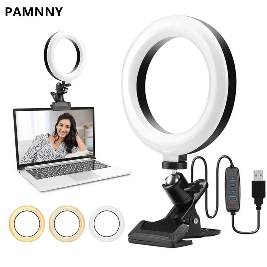 

Protable Selfie Ring Light for Youtube Live Streaming Video LED Dimmable Rotate Fill Light Photography Lighting with USB Cable