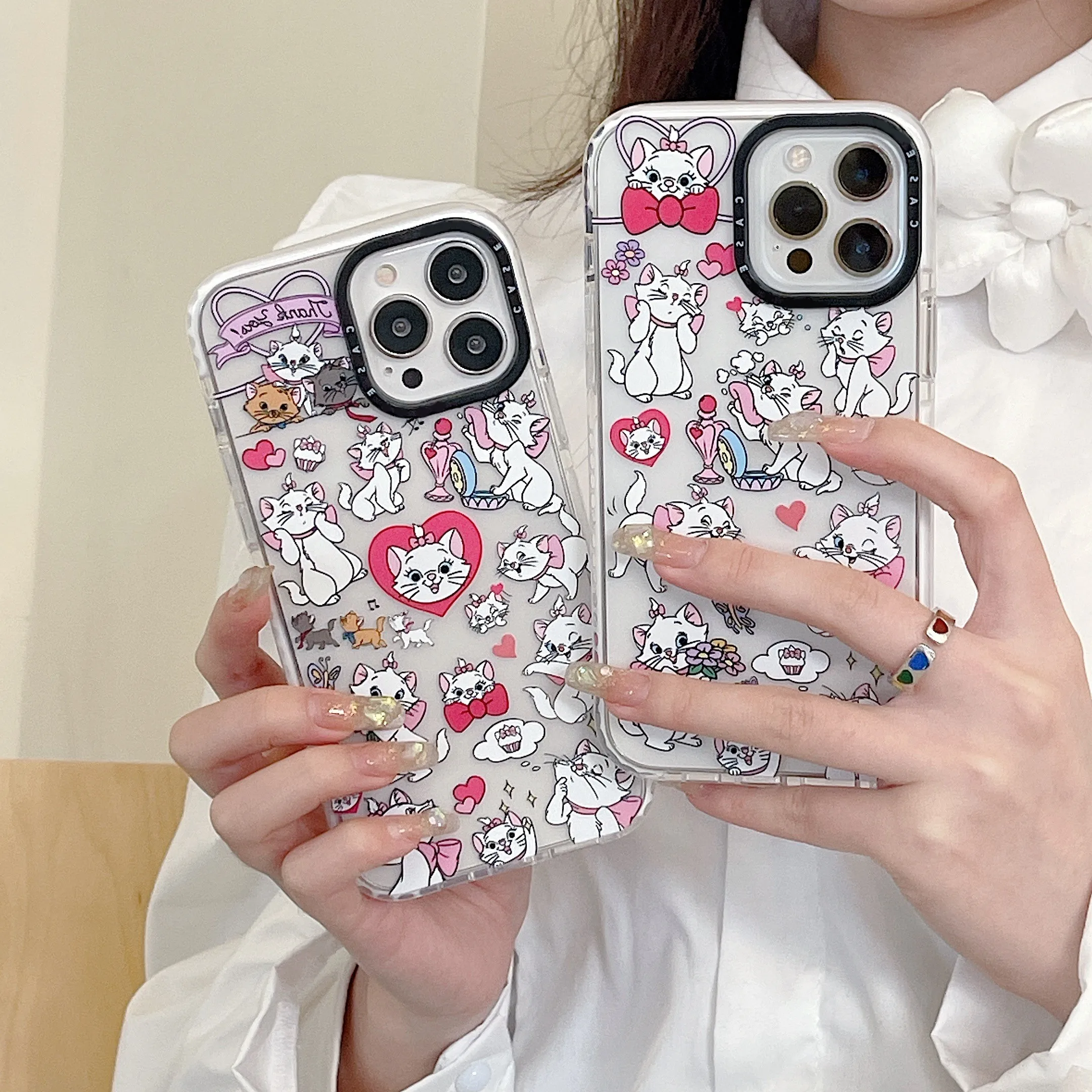 

Disney Mary Cat Cute Cartoon Phone Cases For iPhone 13 12 11 Pro Max XR XS MAX 8 X 7 Lady Girl Anti-drop TPU Soft Cover Gift
