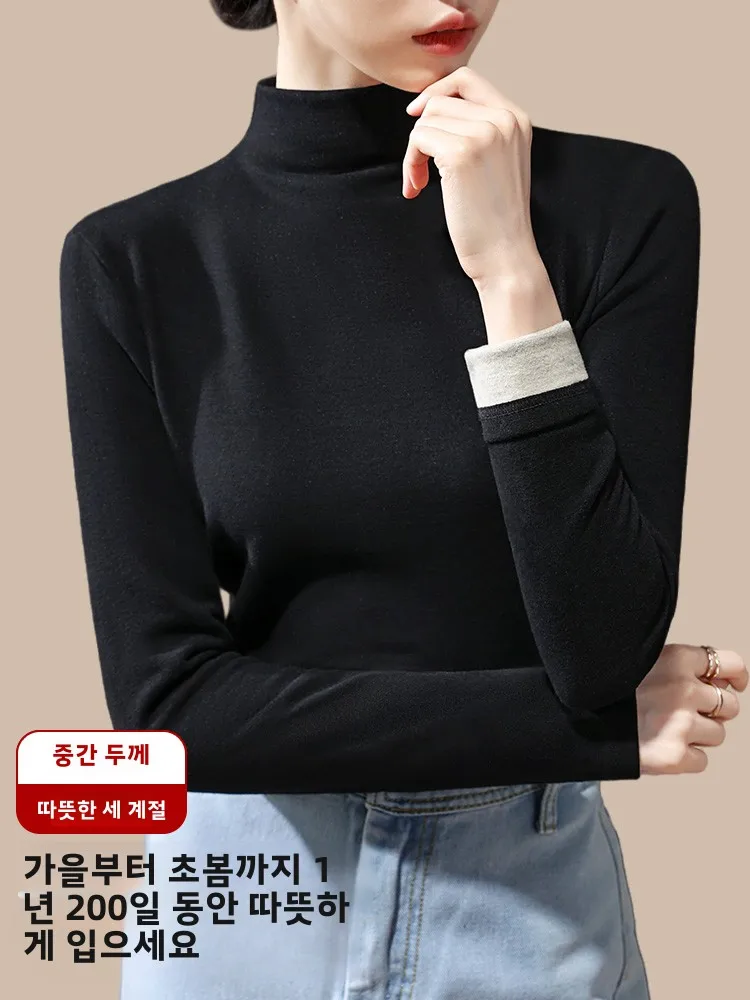 Шелковая нижняя рубашка Dralon с полувысоким воротником женская осень и зима 2024